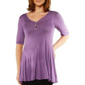 24/7 Comfort Apparel Women's Elbow-Length Sleeve Tunic in Lilac New With tags